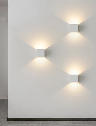 Lightinthebox applique murale LED extérieure étanche 6w éclairage haut et bas intérieur applique murale incurvée à double tête chambre moderne lumière blanche chaude 90-264v