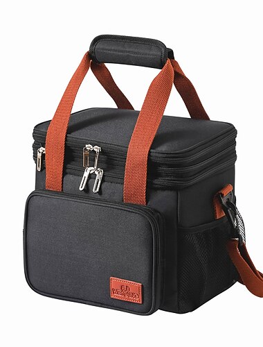fiambrera, bolsa de almuerzo aislada de 14 l, bolsa de refrigeración de dos pisos expandible, bolsa de mano ligera a prueba de fugas con bolsillo lateral de tejido, traje para hombres y mujeres