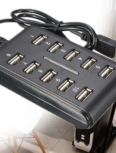 portabil 1buc de uz general acasă de lucru cu comutator abs plastic dublu rând zece porturi hub usb