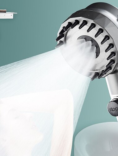 Cabezal de ducha de mensaje de 3 modos de alta presión con botón de parada boquilla de pulverización de ahorro de agua portátil accesorios de baño