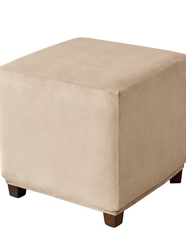 Stretch-Ottoman-Bezug, burgunderfarbener Samt, quadratische Ottoman-Schonbezüge, rechteckiger, faltbarer Aufbewahrungshocker-Bezug, Bankbezug, Möbelschutz, weicher Schonbezug mit elastischem Boden