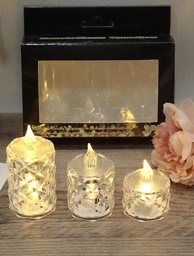 3ks křišťálové bezplamenové světlo svíček led elektronické svíčky napájené baterií ambientní světla pro halloweenskou svatební párty seznamovací festival vánoční pokoj domácí dekorace