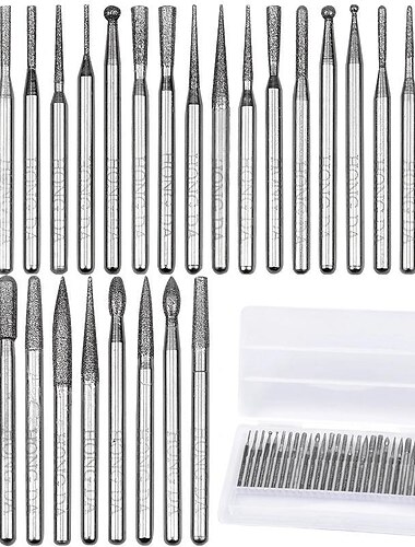 30 stuks diamant slijpen braam naald punt graveren carving polijsten voor glas jade steen 3mm boor rotary tool set