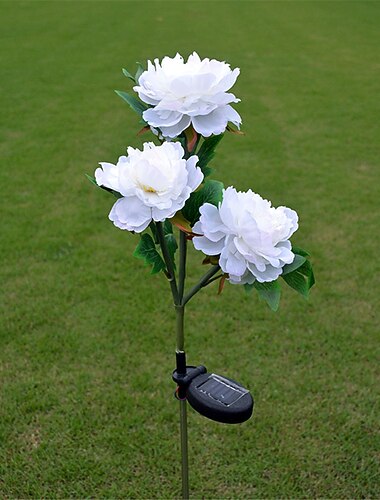 3 hoveder solar pæon udendørs simulation blomsterlampe led kunstig blomst jorden lampe have og gårdhave dekorative lys ferie fest dekorative lys