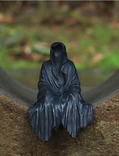 Estátua do feiticeiro do dia das bruxas, estatueta do feiticeiro de resina, decorações de verão ao ar livre para pátio, pátio, gramado, presentes de jardinagem, ornamento