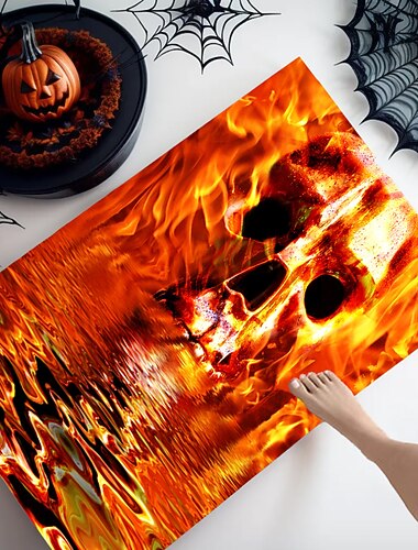 Tapis de bain antidérapants Halloween Horreur en mousse éponge pour salle de bain, tapis en flanelle douce et durable, tapis d'impression 3D brillant, tapis de dédouanement pour salle de lavage et