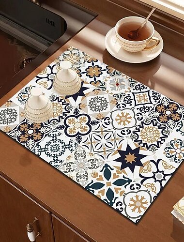tapis de séchage à vaisselle pour bar à café de cuisine, tapis à vaisselle réversible absorbant à séchage rapide