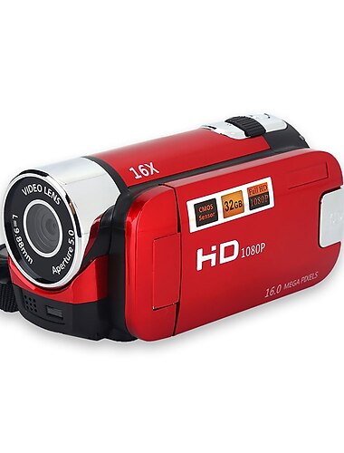 Registratore per vlog portatile Full HD 1080P 2,7" LCD rotazione a 270° 16MP zoom digitale 16X camcorder selfie regalo di San Valentino