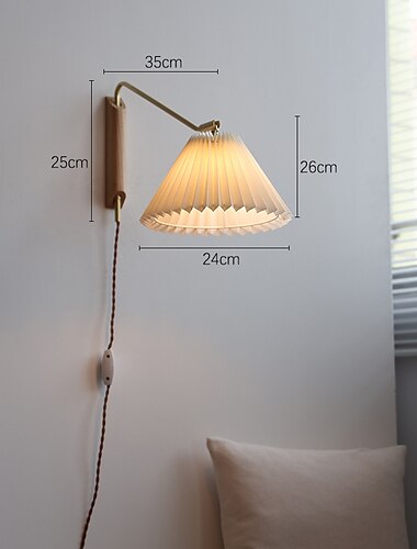 Lightinthebox Vintage Wall Lights with Plug Cable and Switch Wood Wall Lamp E27 Bedroom Bedside Lamps Adjustable Brass Holder Indoor Living Room Wall Wash Lights 110-240V