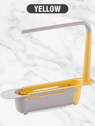 Multifunktionales Teleskopregal für die Küche, verstellbarer 2-in-1-Spülbecken-Organizer, erweiterbarer Spülbeckenkorb, Abflussregal, Spülbeckenablage, Schwammhalter + Geschirrtuchhalter, zufällige Farbe