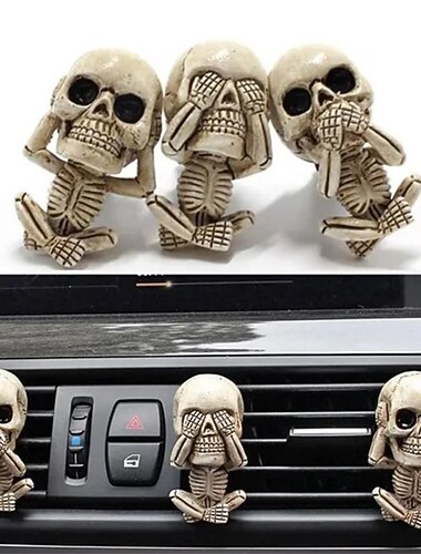bil luftfräschare ventilklämmor bilinredningstillbehör för män kvinnor söt dödskalle auto luftkonditionering ventilklämma dekor för bil kontor vardagsrum hem halloween julklapp - 3st/set