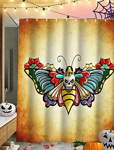 halloween skräck duschdraperi halloween duschdraperi bondgård badrumsinredning polyester vattentät 12-pack plastkrokar skelett pumpa häxa