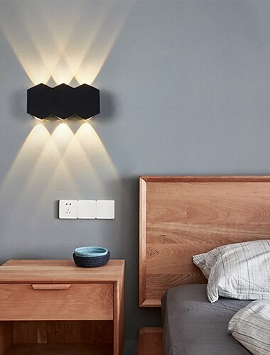 led kültéri fali lámpa 2w 4w 6w 8w fel/le világítás beltéri dupla fejű ívelt vízálló ip65 fali lámpa modern hálószoba lámpa ac85-265v