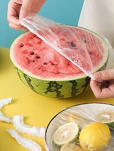100 kpl kertakäyttöinen muovikelmu, suuri kertakäyttöinen ruokasuoja, joustavat muovisuojat astianpesuun, kalvo, astianpesukoneen tuoreena säilyvä kansi, keittiöjääkaapin lisävarusteet