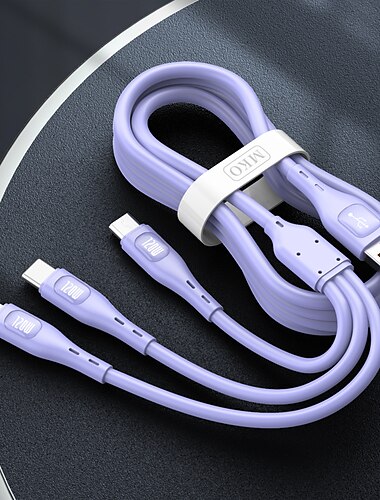 Ensemble de 2 câbles de chargement rapide USB C de 120 W 3 en 1 pour Mac câble de chargeur de téléphone avec Apple Type C/Micro USB pour Samsung S26 S25 Ultra pour iPhone 14 Pro Max Plus iPad