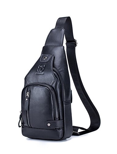 2023 kohudsläder casual mode crossbody bröstväska herrläderväska usb-laddning reseaxelväska dagsäck hane