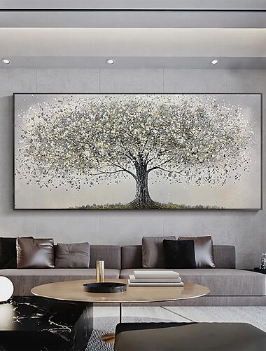 Handgemacht Hang-Ölgemälde Handgemalte Horizontal Abstrakt Blumenmuster / Botanisch Modern Ohne Innenrahmen (ohne Rahmen)