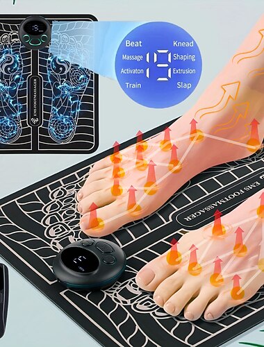 EMS fotmassagerande pad bärbar hopfällbar massage mat pulsmuskelstimulans förbättra blodcirkulation lindra smärta slappna av fötter Alla hjärtans dags present