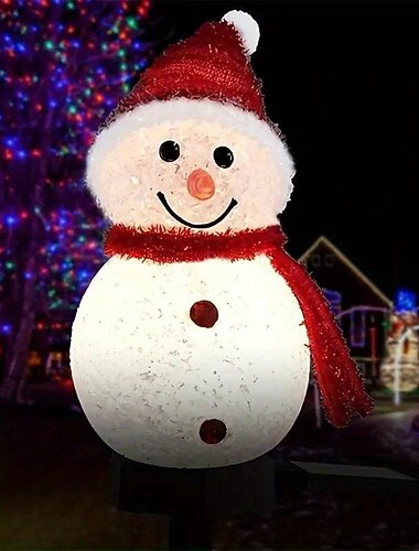 Lumière de Noël en forme de bonhomme de neige solaire Décoration extérieure de villa de Noël Jardin étanche Lumière de nuit Arrangement de Noël Lampes à piquer