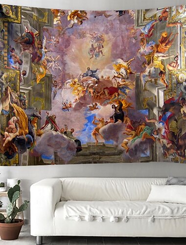 וינטג' רנסנס תקרה תלוי שטיח קיר אמנות שטיח קיר גדול תפאורה צילום רקע שמיכה וילון בית חדר שינה קישוט סלון