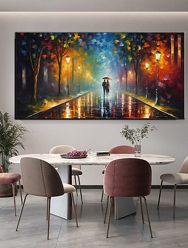  olejomalba ručně malované umění na zeď abstraktní déšť pouliční strom lampa nůž krajina domácí dekorace výzdoba rolované plátno bez rámu nenatažené