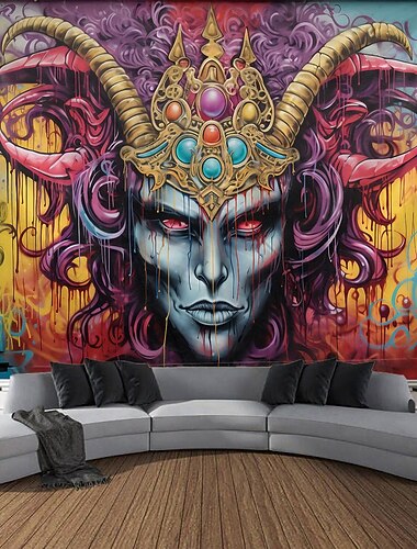 Djävul Hängande Tapestry Väggkonst Stor Tapestry Mural Dekor Fotografi Bakgrund Filt Gardin Hem Sovrum Vardagsrum Dekoration