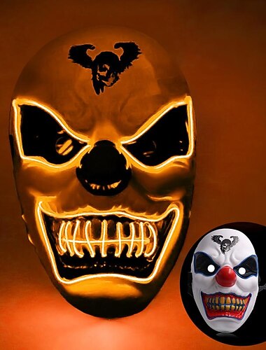 halloween led glödande mask ny fest rave neon mask dekor skräck clown lysa upp mask mask maskerad klubb cosplay kostym rekvisita