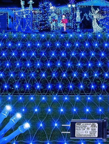 3*2M 192 LED Net Lights Outdoor Mesh Lights,8 Modes Net Lights for Bushes Plug in, Waterproof Christmas Halloween Decoration Net String Lights for Bushes Ceiling Wedding Indoor Outdoor(9.8ft x 6.6ft)