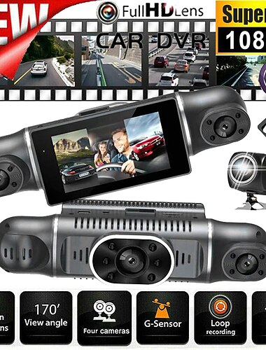 Q9 1080P Nowy design / HD / Monitorowanie 360 ​​° Rejestrator samochodowy 170 stopni Szeroki kąt 3 in IPS Dash Cam z Nocna wizja / Czujnik przyspieszenia / Tryb parkingowy 8 diod LED podczerwieni