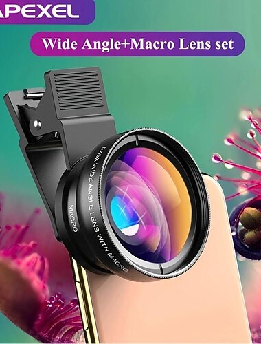 kit d'objectif de téléphone 0,45x super grand angle & 12.5x macro micro objectif caméra hd lentes pour iphone 6s 7 xiaomi plus de téléphones portables