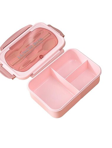 1000 ml matlåda med servis för kontorsanställda, fyrkantig delad bentolåda för mikrovågsugn, läckagesäker matbehållare, köksmaterial för skolans hem