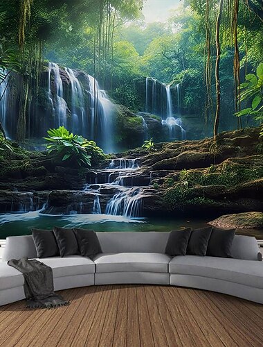 pădure cascadă agățat tapiserie artă de perete tapiserie mare decor mural fotografie fundal pătură perdea acasă dormitor living decor