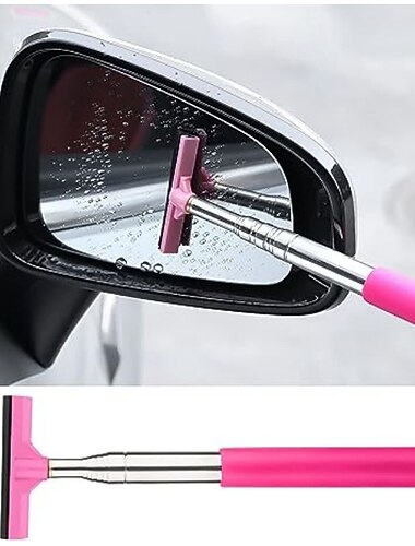 auto achteruitkijkspiegel wisser, buitenspiegel reiniger intrekbare auto zijspiegel ruitenwisser auto spiegel reiniger met telescopische lange stang, zuigmond reiniger voor spiegelglas regenwater mist