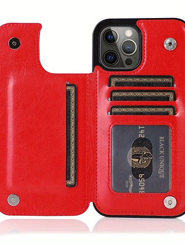 téléphone Coque Pour iPhone 17 Pro Max 17 Air 16 15 14 Pro Max Plus 13 12 11 Pro Max Mini Étui Portefeuille Coque à Rabat avec Support Magnétique Antichoc faux cuir