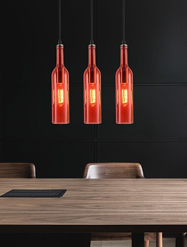 led glasflaske pendellampe hængende ølflaskelamper glas pendellampe, vintage bar pendellampe industriel retro pendellampe til cafetøj butik bardisk farve loftlamper 110-240v