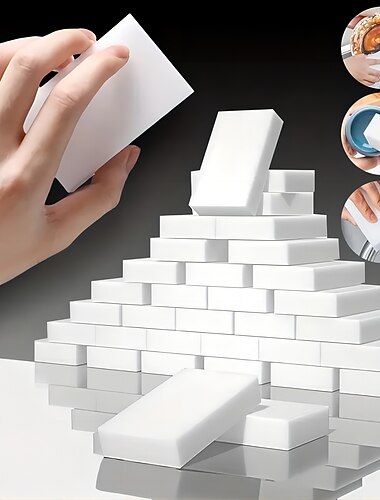 10 stk magiske viskelær svamper hvite rengjøringsputer, skuresvamp oppvasksvamp tørkes ren brukt i kjøkken og soverom flekker oljeflekker lett å rengjøre