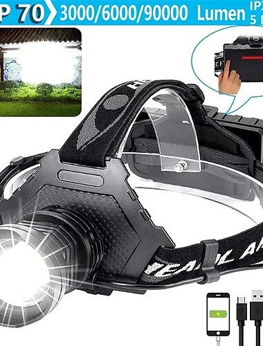 xph70 phare de travail led le plus brillant zoomable étanche 90 réglable 5 modes lampe frontale légère pour adulte camping casque chasseexploreréquitation