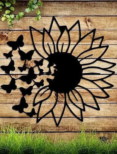 الحديثة فراشة عباد الشمس المعادن جدار ديكور شجرة الحياة المعادن جدار الفن زخرفة الطيور غرفة نوم المنزل غرفة المعيشة نافذة الديكور