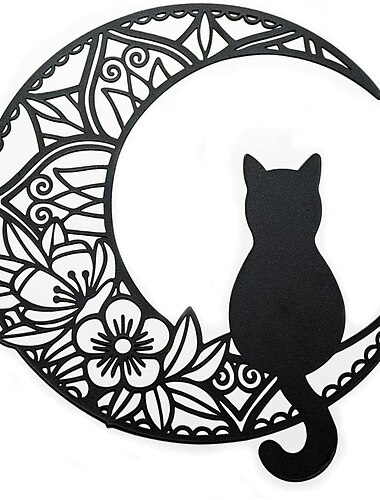 måne kat metal væg dekoration metal væg kunst kat ornament hjem soveværelse stue vindue dekoration