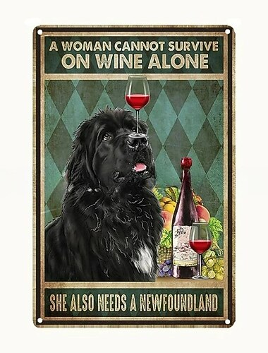 1pc Retro Metal Tin Sign Pet Dog Tin Sign Vintage Kitchen Signs Wall Decor, Painting Wall Hanging for Home Decor Wall Art Metal Tin Sign 20x30cm/8''x12''