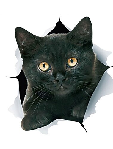 Winston & Bear 3D Cat Stickers - 2 Pack - Black Cat Wall Decals - Cat Wall Stickers for Bedroom - Fridge - Toilet - Car - Retail Packaged