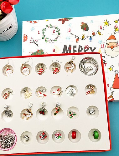 Jule Adventskalender Rosa Armbånd 2025 Jenter 24 Dager Xmas Nedtelling Kalender DIY Smykke Lage Sett Gave 22 Charm Beads 2 Armbånd Barn Tenåringer Kvinner