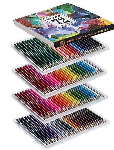 48/72/120/180-teiliges Brutfuner-Ölstift-Set – lebendige Farben zum Zeichnen und Ausmalen auf Holz, Papier für Schulen, Lehrer, Schüler, Kinder zum Skizzieren, Kritzeln, Ausmalen, Malen