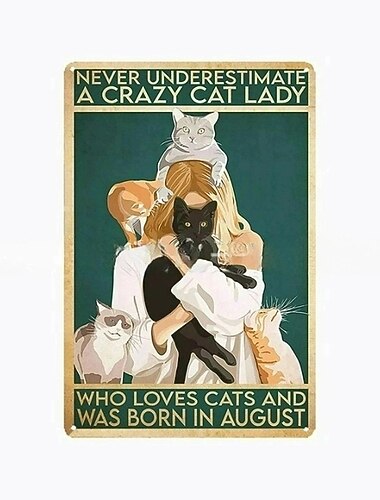 1st retro metall plåtskylt söt katt plåtskylt vintage köksskyltar väggdekor, måla vägghängande för heminredning väggkonst metall plåtskylt 20x30cm/8''x12''