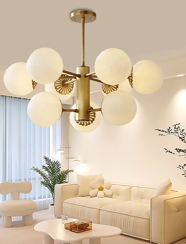 luz colgante led 1/3/6/9/12-luz de araña de cristal sputnik lámparas de araña de oro modernas lámpara colgante lámpara de montaje empotrado de techo de bola de globo vintage 110-240v