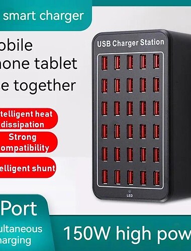150w multi usb chargeur 30 port usb station de charge rapide universel carregador portatil pour iphone 13 samsung xiaomi ipad tablet