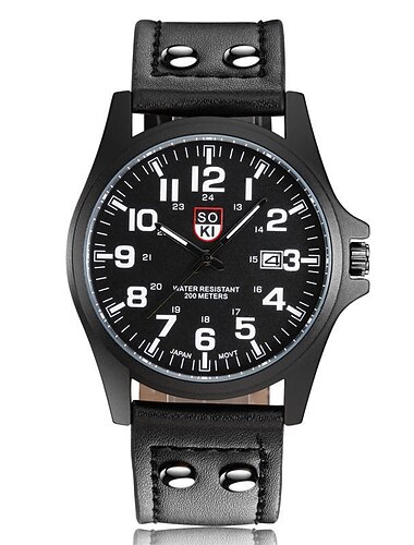  Relogio Militar de Estilo Esportivo Relogio Analogico de Quartzo Casual de Moda Relogio de Pulso Luxuoso em Couro Relogio de Quartzo para Presentes para Homens Relogio Analogico Casual Classico