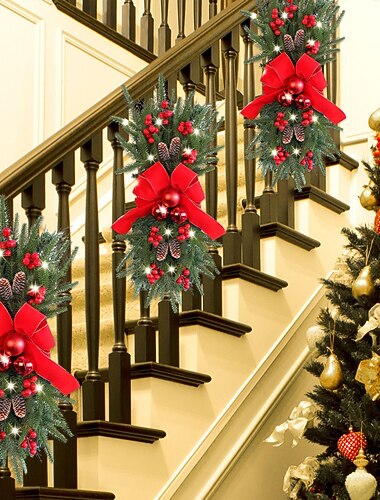 guirnaldas navideñas guirnaldas navideñas con luces escaleras preiluminadas inalámbricas escalera ventana decoración de pared guirnalda con forma de lágrima ratán centro comercial hotel exterior