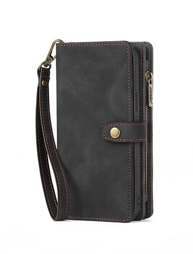 Handy Hülle Handyhüllen Für iPhone 15 14 Pro Max Plus 13 12 11 Pro Max Brieftaschenhülle Mit Ständer Magnetisch Reisverschluss Einfarbig PU-Leder