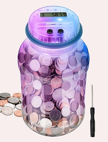 automatische 7 kleuren lcd-display spaarpot teller munt elektronische digitale lcd tellen munt geld besparen box jar